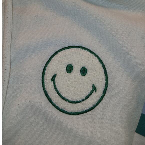 Girls No Comment White & Light Blue Smiley Face Hoodie - Size: M (10/12) - Picture 3 of 5